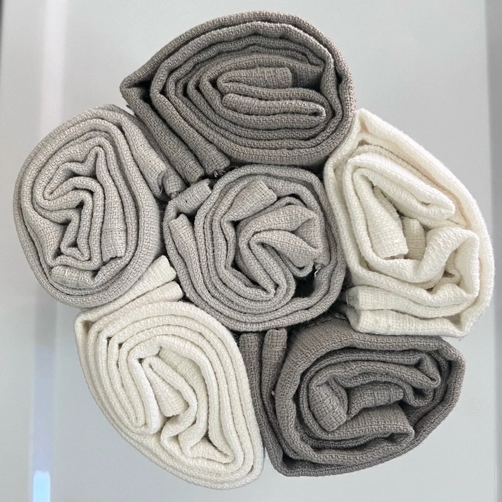 The Big One Washcloths Face Cloths 6 Pack 100% Cotton Gray & White 13” x 13”